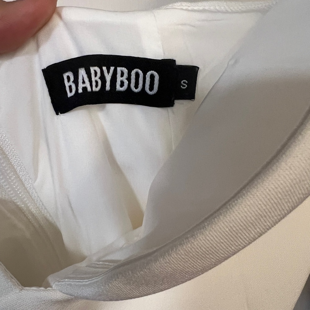 BABYBOO MARLA MINI DRESS - IVORY Elegant Off-Shoulder White Dress S - Picture 10 of 10